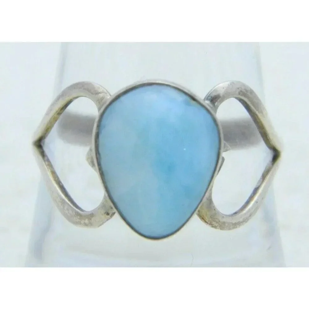 VTG .925 Sterling Silver Larimar Modernist Ring 8.25